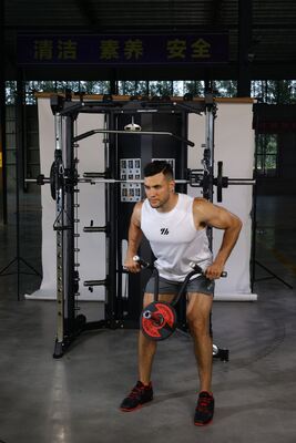 satın al Squat Rack Smith Machine with Adjustable Cable Pulley System for Home Gym Strength Training | Multi Functional Power Rack with Attachments online manufacture