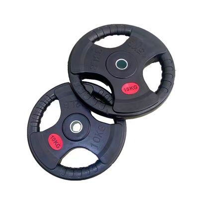 خرید صفحه وزن لاستیکی 3 سوراخ Barbell Plate تجاری خانه ورزشگاه تمرینات قدرت تجهیزات وزنه برداری online manufacture