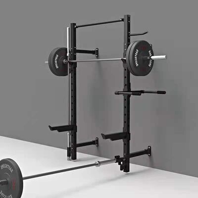 Heavy Duty Wall Mounted Squat Rack for Strength Training Adjustable Wall Mounted Squat Rack for Fitness Training